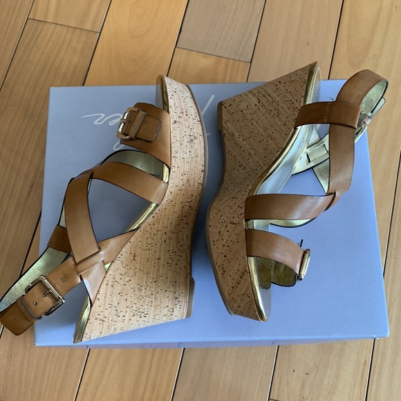 Mark Fisher Gilon3 wedge sandals in brown cork design 7 1/2 - Picture 6 of 8